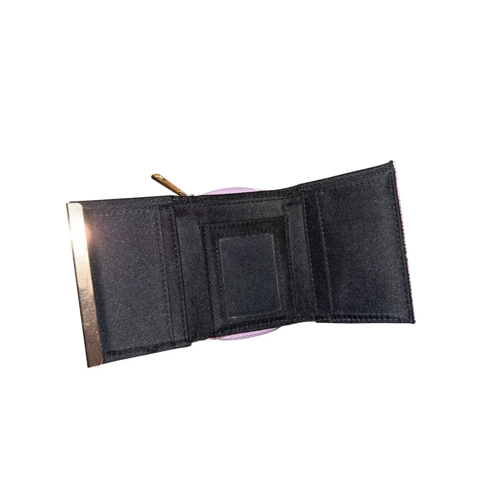 Pink Glitter Bling‎ Trifold Wallet Snap Closure Zipper Coin Pocket